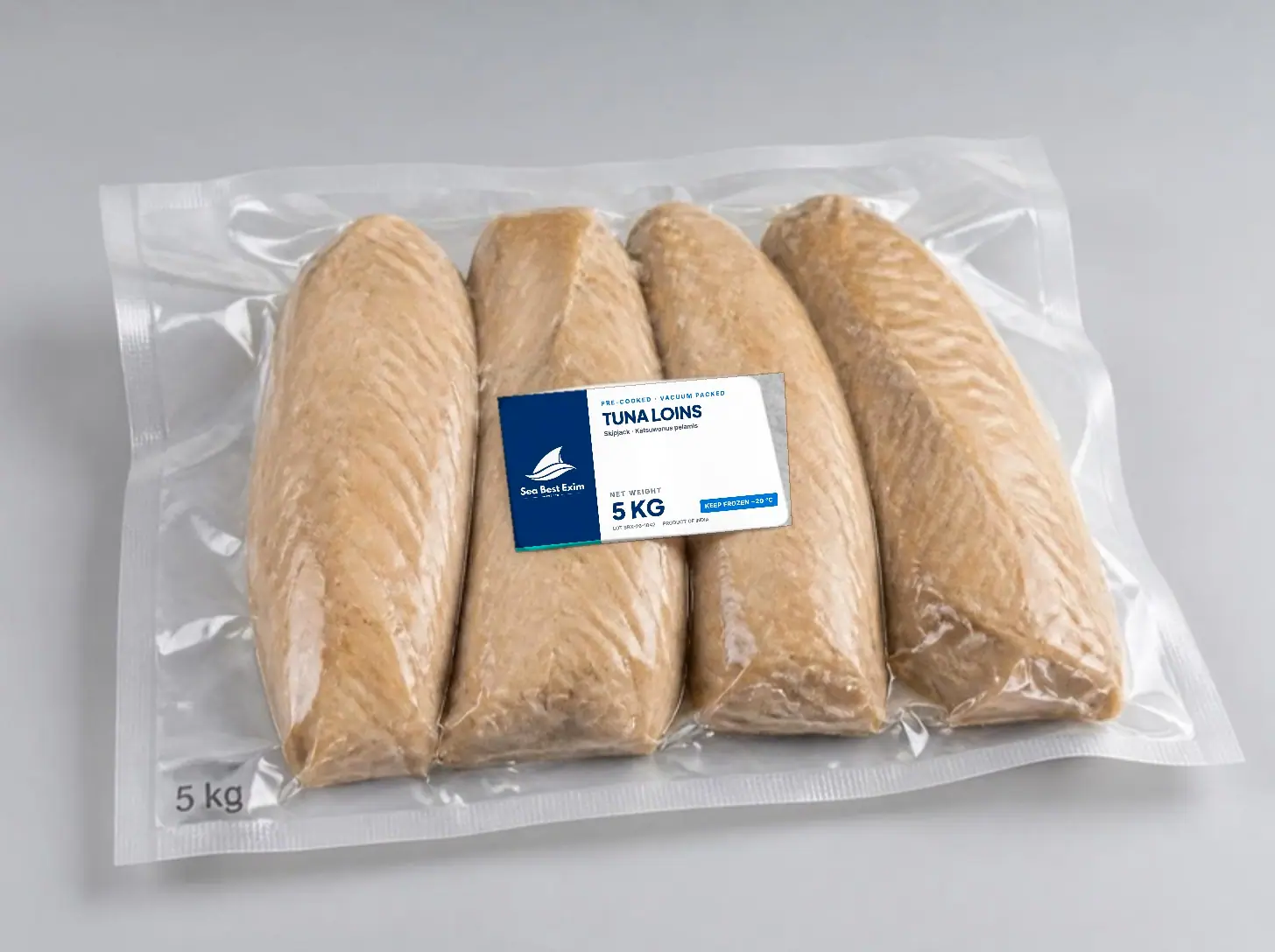 Vacuum-packed pre-cooked tuna loins